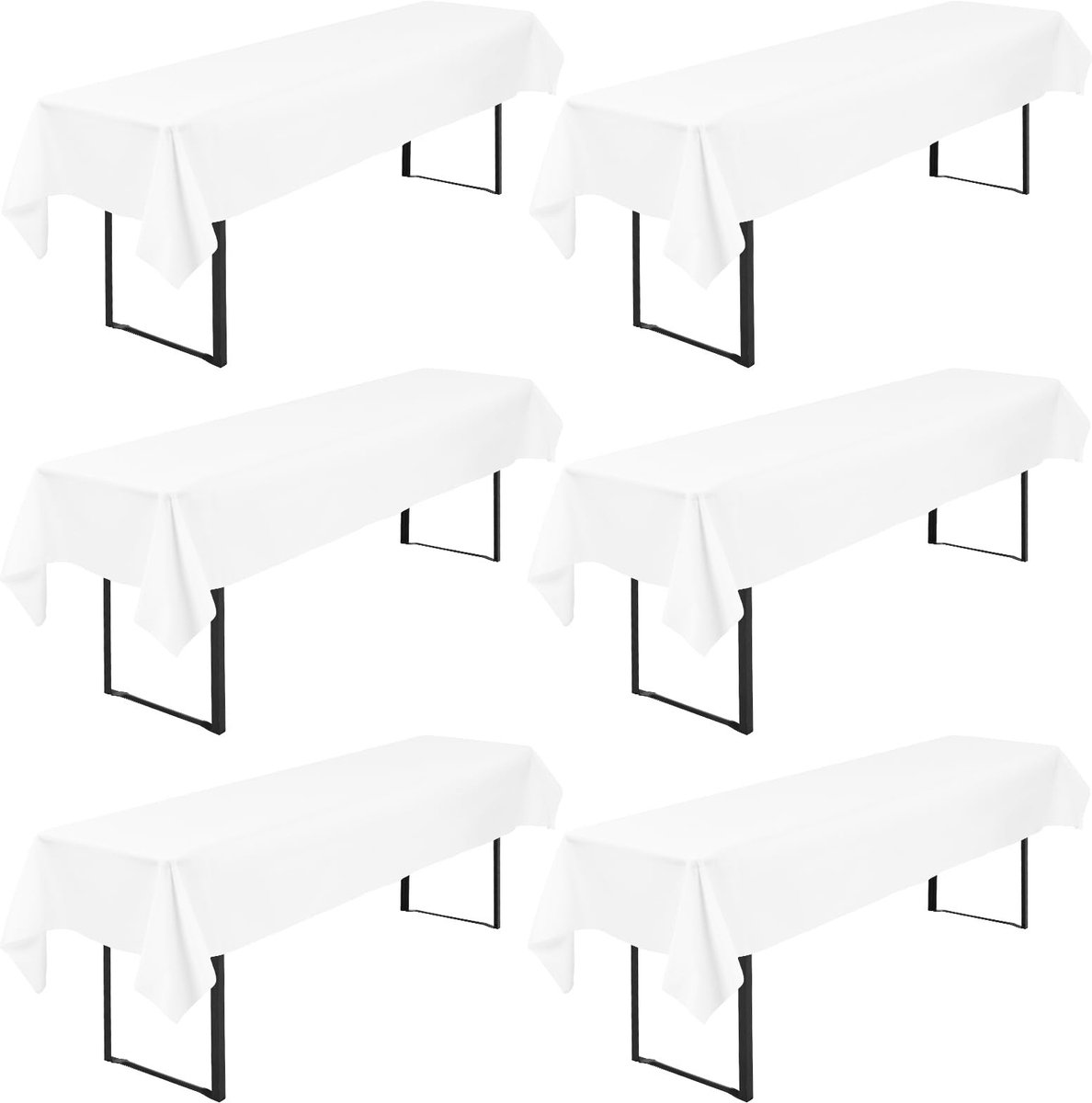 Omgoods - Set van 6 Witte Biertafelkleed 110 x 260 cm, Wasbaar en Duurzaam