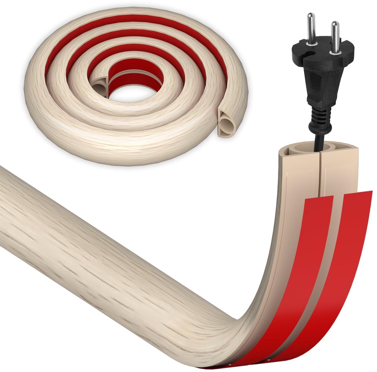 Omgoods - Kabelgoot Houtlook Zelfklevend 2.5cm x 6m - Flexibele Kabelbescherming voor Thuis en Kantoor
