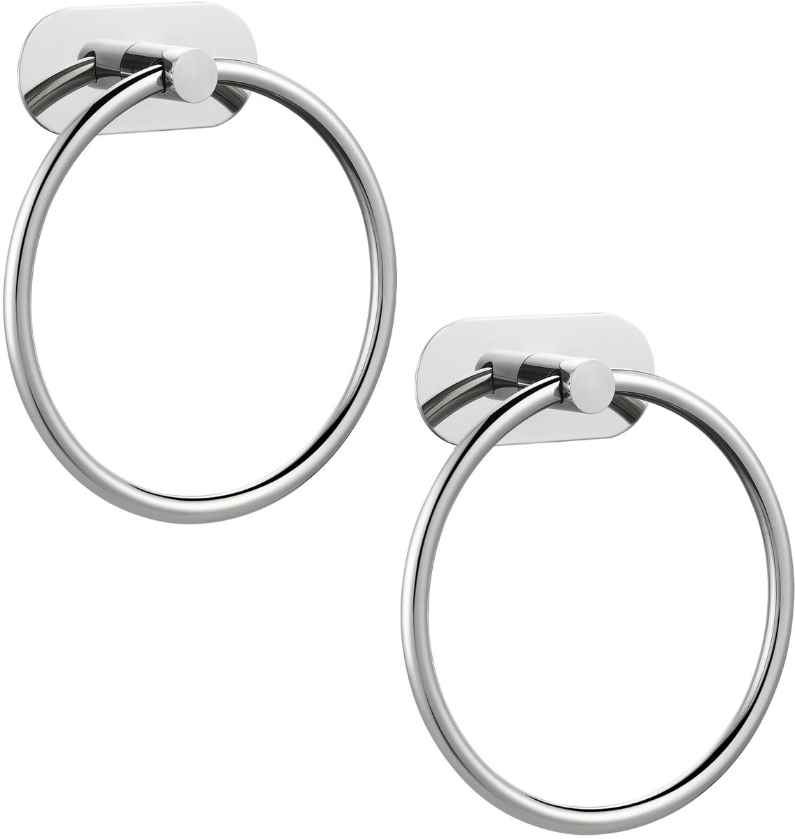 Omgoods - Zelfklevende Handdoekring - Chroom RVS - Set van 2 - Boorvrij