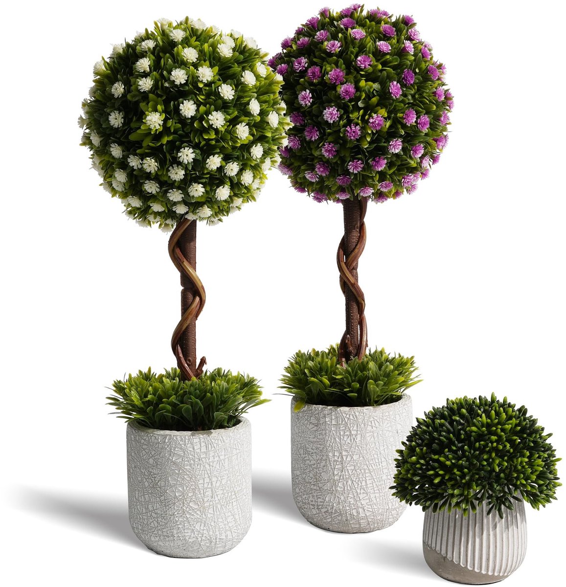 Omgoods - Set van 3 Kunstplanten in Betonnen Potten voor Interieurdecoratie