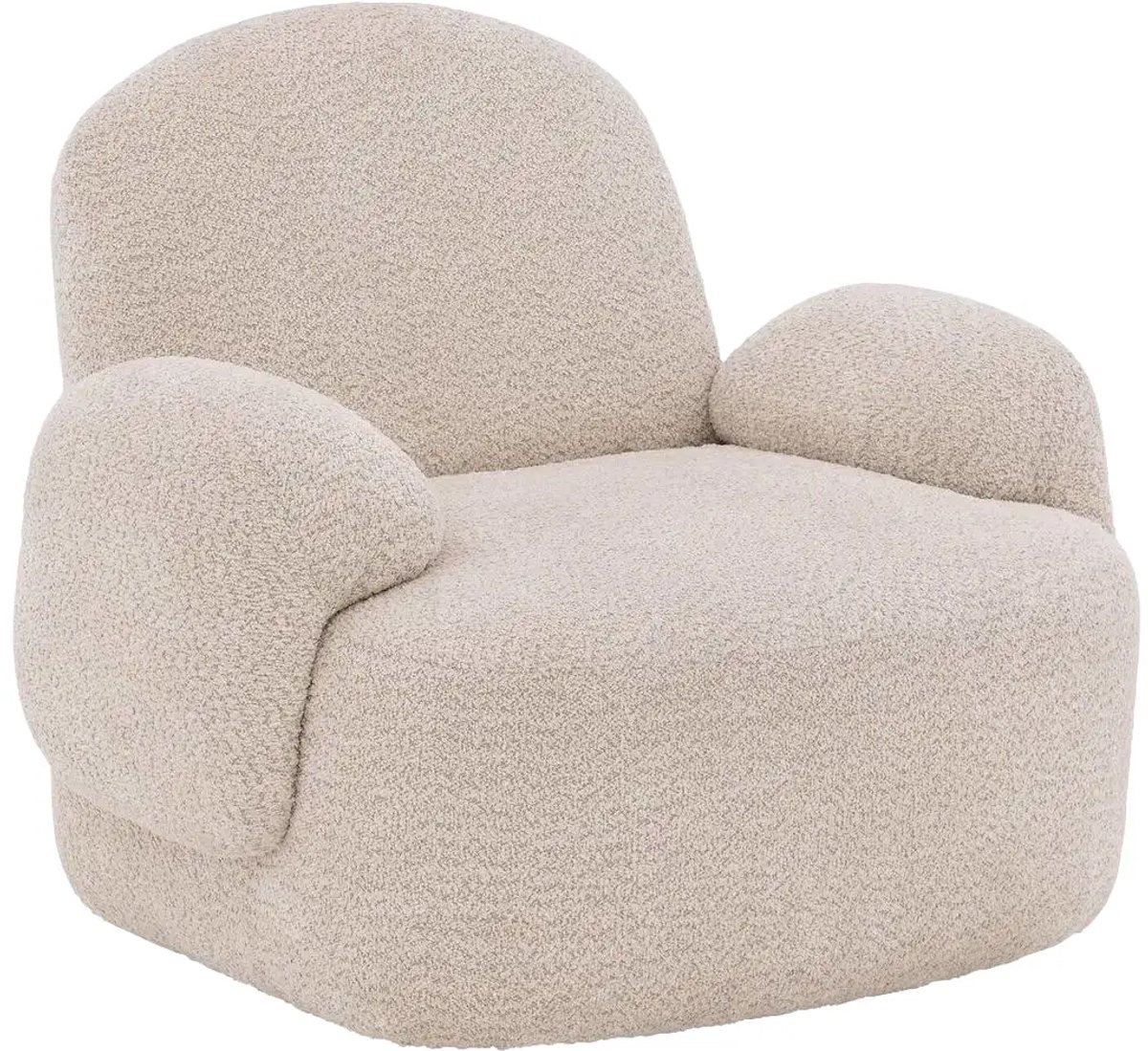 Goossens Draaifauteuil Nomi - Stof - Wit - Draaibaar - Met Armleuning boucle creme