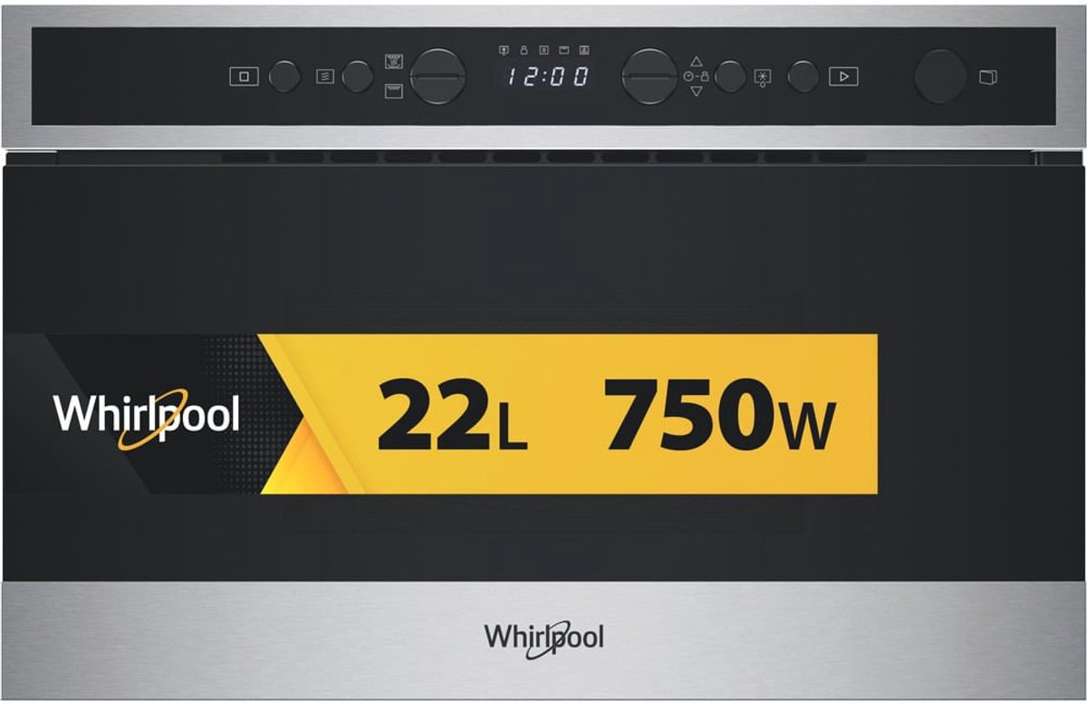 Whirlpool WMN4I4BX Zwart, Roestvrijstaal Grill-magnetron Ingebouwd 22 l 750 W