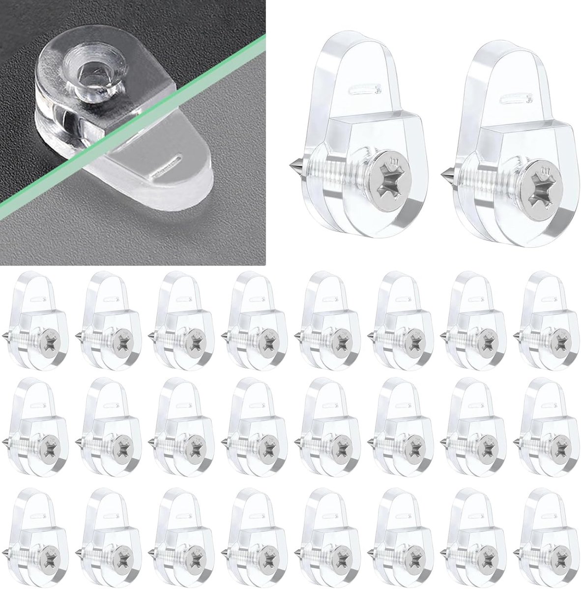Spiegelhouders 50 stuks - Glazen retainerclips - Bevestiging voor glas 3-5 mm - Voor een stevige montage - ShopVlot