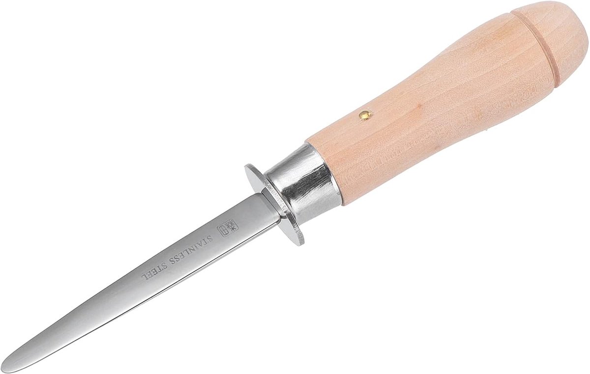 SnelShoppen - Hoogwaardige Oester Shucker van RVS met Houten Handvat - Perfect voor het Schalen van Oesters, Zeevruchten en Clammen - Duurzaam en Ergo