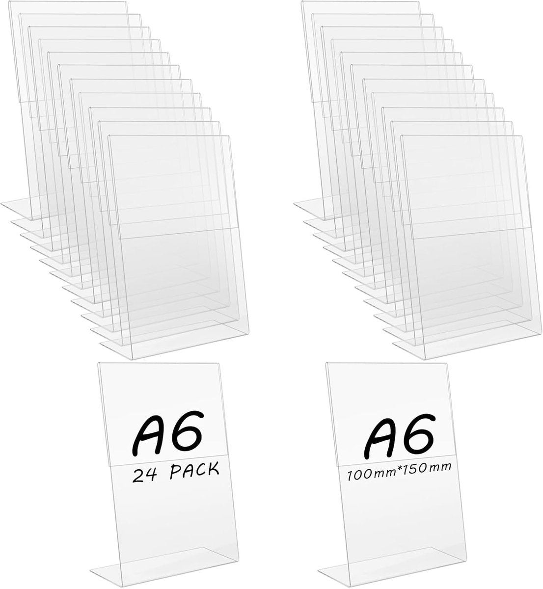 A6 tafelstandaard 150 x 100 mm - transparant acryl - duurzaam en herbruikbaar - ideaal voor restaurants - ShopVlot