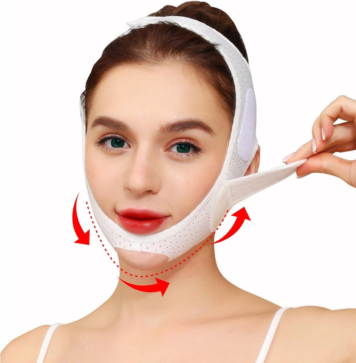 SnelShoppen - Double Chin Reducer Kinband V-Lijn Verstevigend Masker voor Gezicht Contouren - Hypoallergene Stof, Ademend, Geschikt voor Mannen en Vro