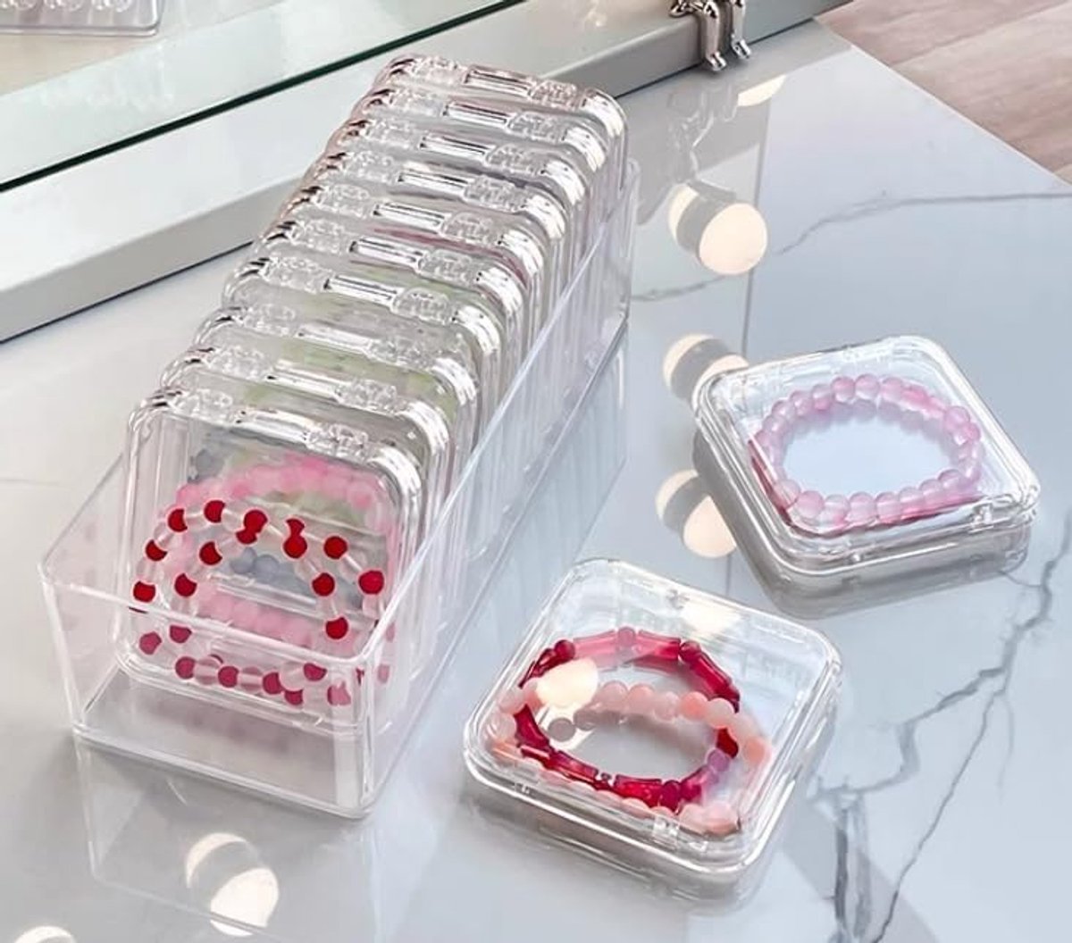 SnelShoppen - Acryl Sieradenbox, 12 Stuks Sieradenopslag Klein Draagbaar voor Oorbellen, Ringen, Armbanden, Kettingen, Nepnagels, Kleine Items - Reis