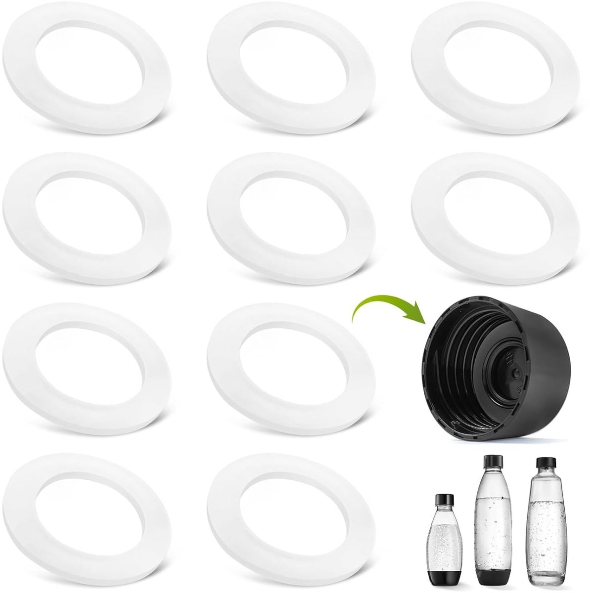 SnelShoppen - Seal O-Ring Vervanging voor SodaStream Deksel - O-Ring Seals voor 1L Plastic Flessen & PET Flessen - Perfect voor Sprankelend Water Appa