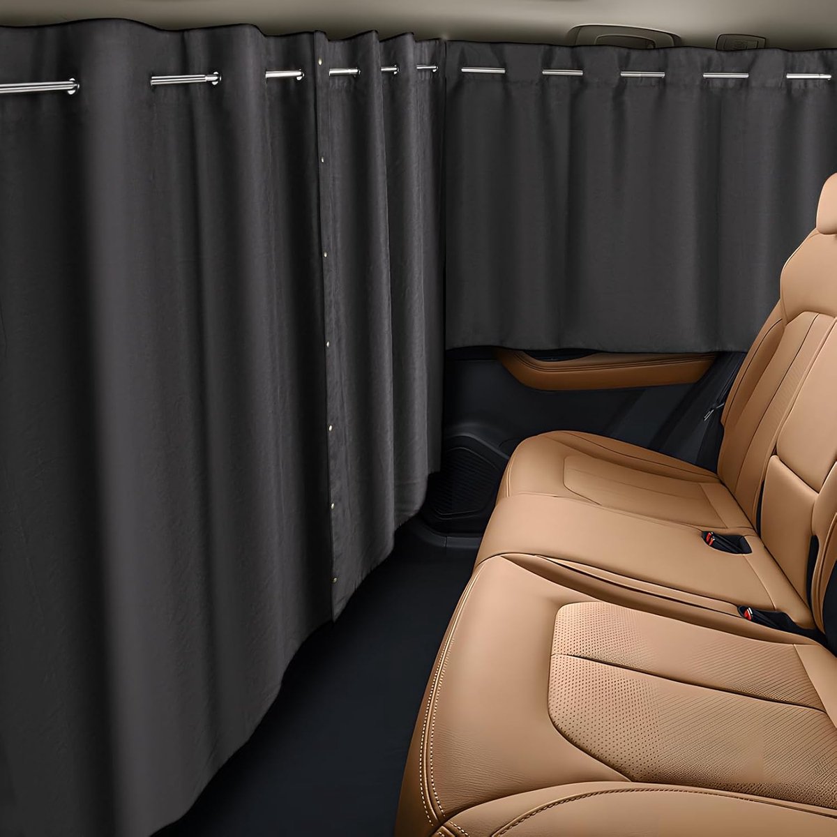 SnelShoppen - Car Camping Gordijn Set 3-delig, Privacy Scheidingsgordijn voor Auto, Zonnenscherm Achterruit, 160x106cm, Opaque Suede, Perfect voor Kam