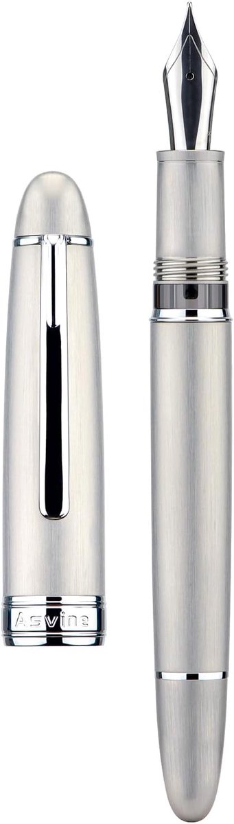 SnelShoppen - Luxe Vulpen van Titanium met Jowo Medium Nib, Pistonvulling, Inktvenster, Inclusief Sleutel en Cadeaudoos - Perfect voor Kantoor en Pers
