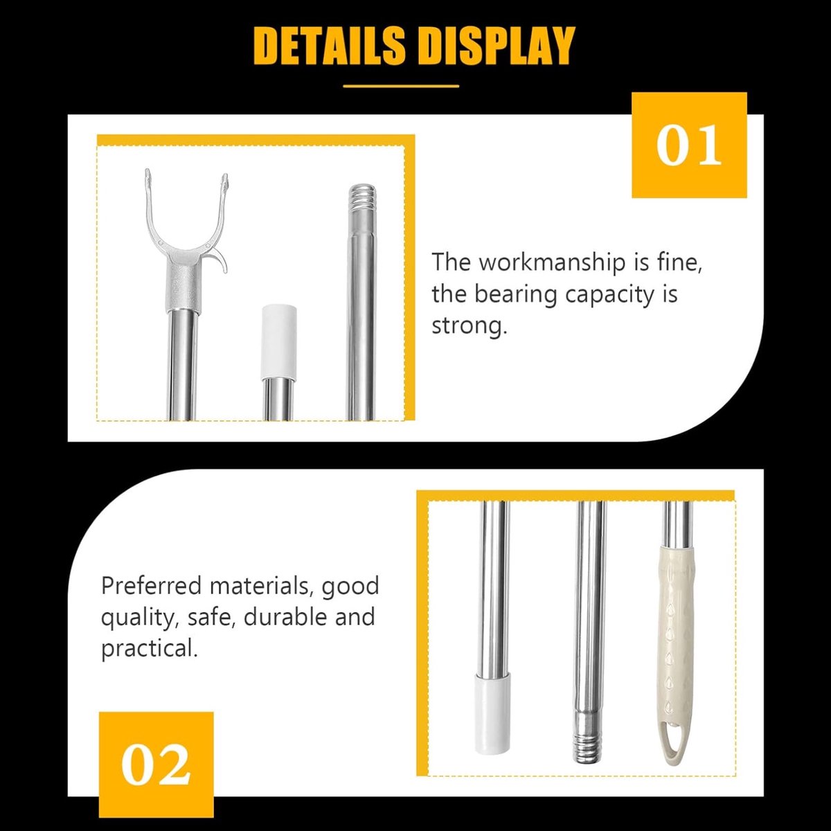 SnelShoppen - Verstelbare Garment Rod Hanger Retriever Pols - 130 cm Uitschuifbare Kledinghaak voor Kasten en Kleding - Duurzaam Materiaal - Ideaal vo