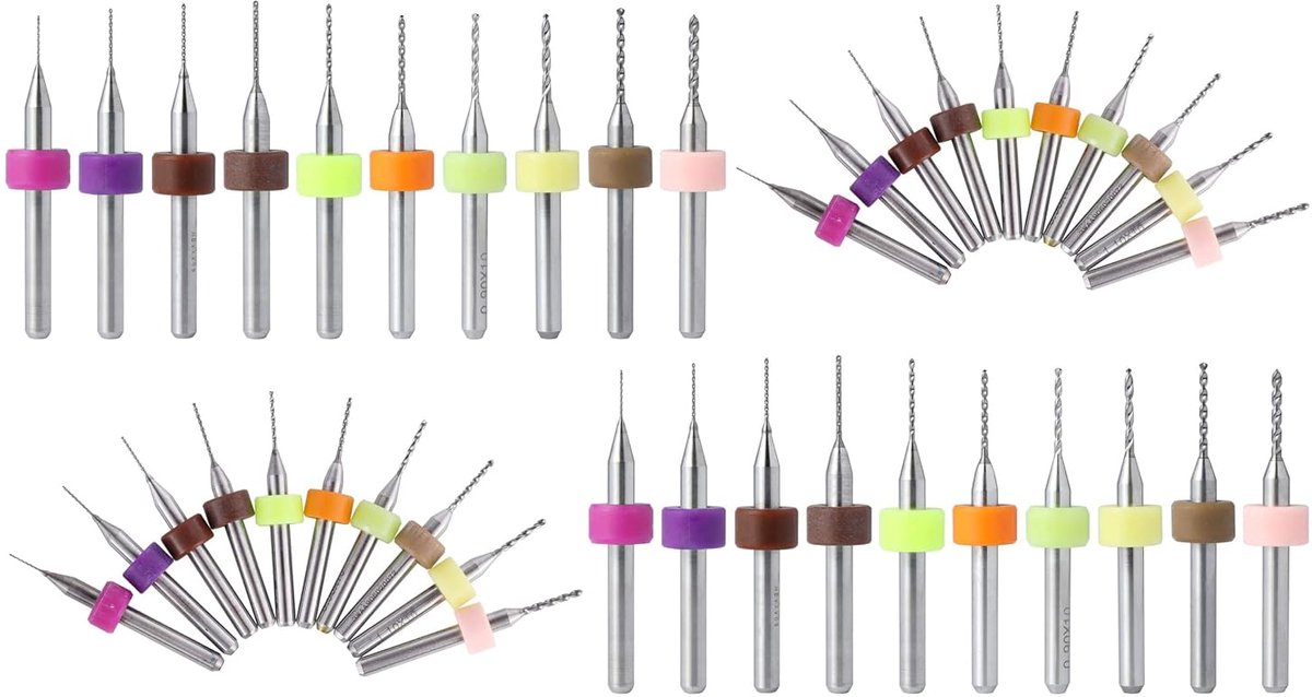 SnelShoppen - 40 Stuks PCB Micro Boortips, Mini Boortjes 0.3/0.4/0.5/0.6/0.7/0.8/0.9/1/1.1/1.2mm, Tungsten Staal, Voor Mode Sieraden en Elektronica