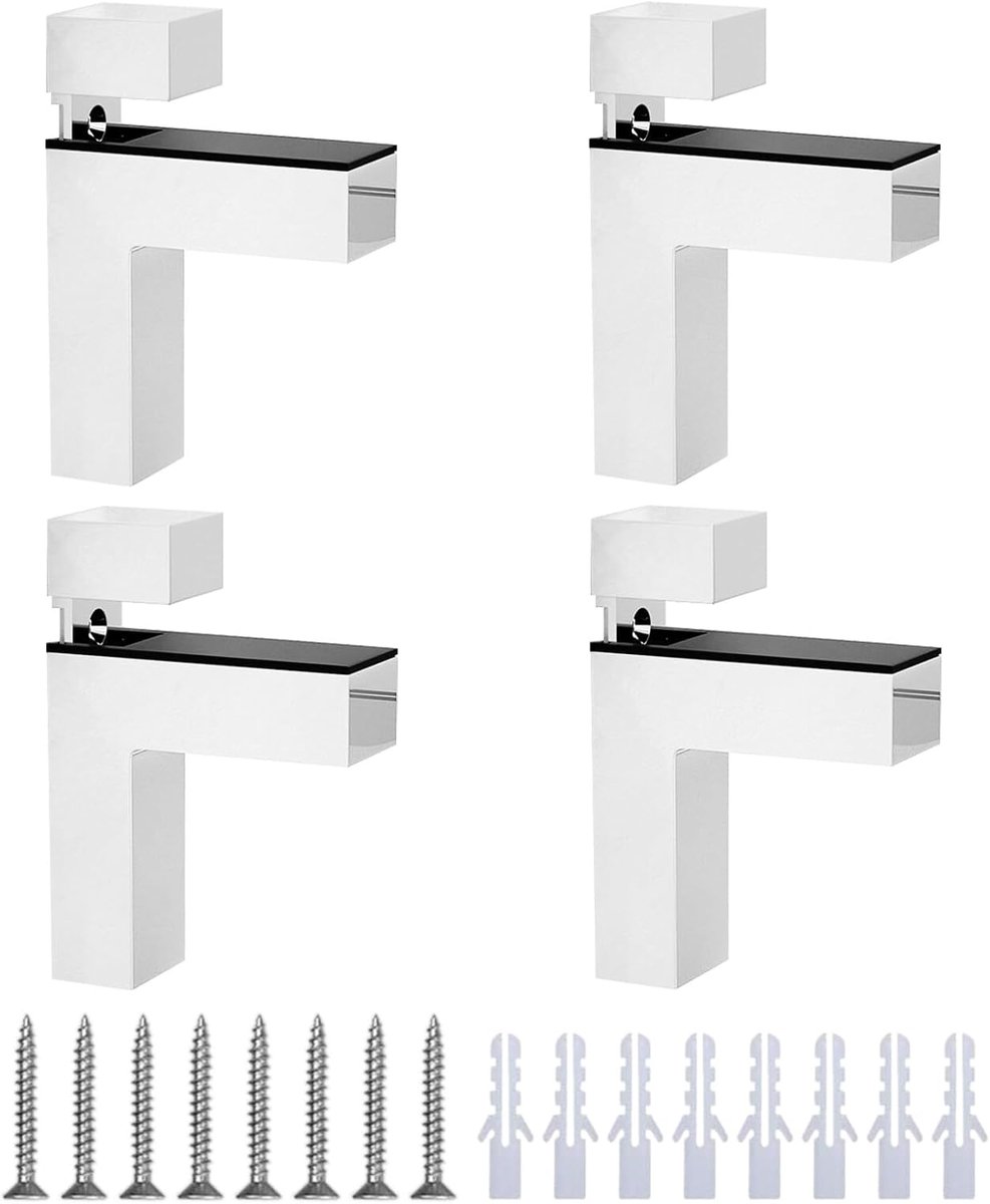 SnelShoppen - 4 Stuks Glasklemmen RVS Effect voor 3-25 mm Dikke Glas Houder voor Balustrade Trapleuning Zilver