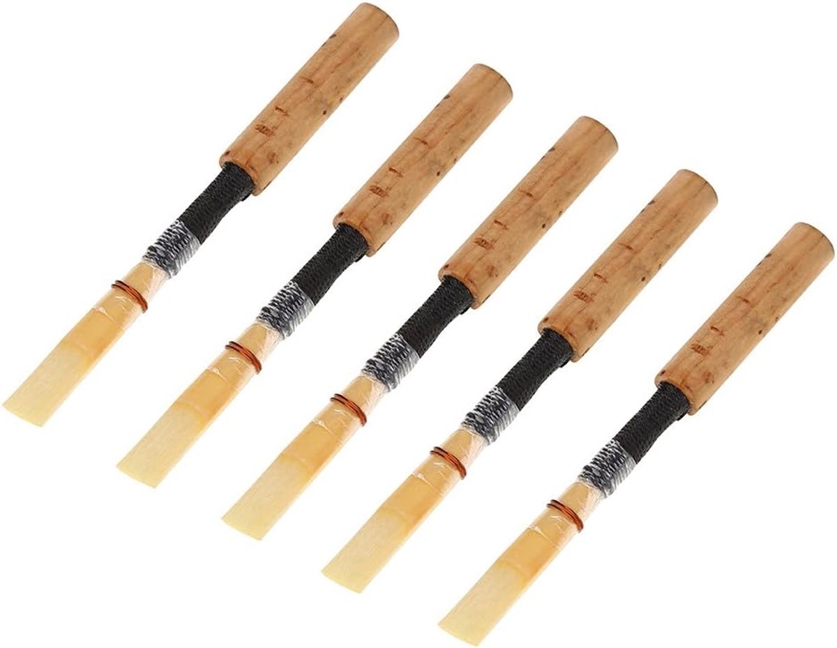 SnelShoppen - C Sleutel Hobo Riet Beginners Set van 5 - Bamboe Hobo Instrument Accessoire met Transparante Beschermbuis voor Hobo Liefhebbers en Leerl
