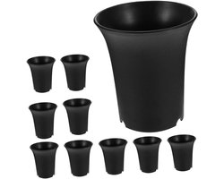 Plastic Bloempotten - Plantenbakken Potten - Planten Binnen Buiten - Hoge Taille Design - 9x7.8x7.8 cm - Zwart
