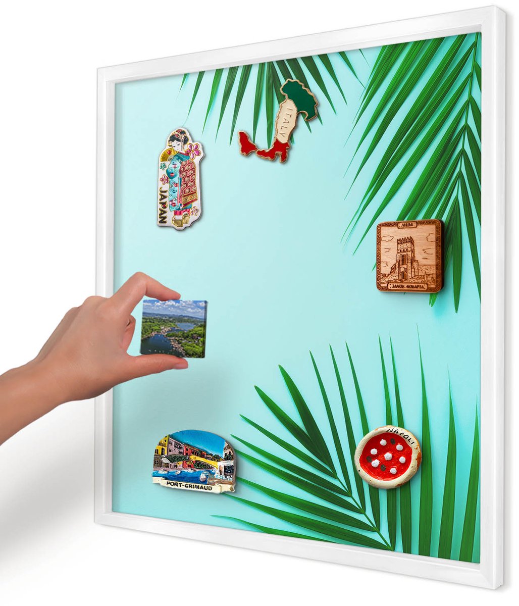 Artprintcave Groente Magneetbord mit Witte Lijst - 50x50 cm - Groene Bladeren Magneet Bord mit Frame - Minimalist Magnetische Organizer - Natuur