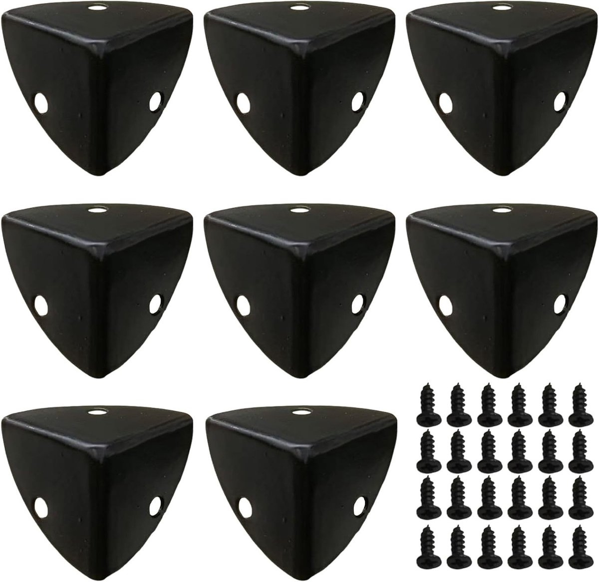 Set van 8 Zwarte Metalen Hoekbeschermers 23 mm voor Meubels en Houten Dozen, Hoekbeveiliging, Decoratieve Hoekbescherming en Schroeven voor Randen en Hoeken