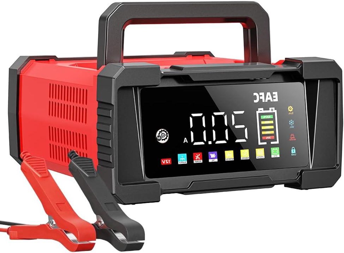 Draagbare Acculader - Auto Accu Oplader - Voertuig Onderhoud - Intelligent 9-traps Laden - 20 A - Rood