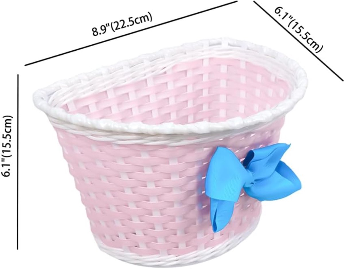 Kinderfietsmand met fietsstuur-streamerset - blauwe voormand - eenvoudig te monteren - vrolijke gekleurde streamer - ShopVlot