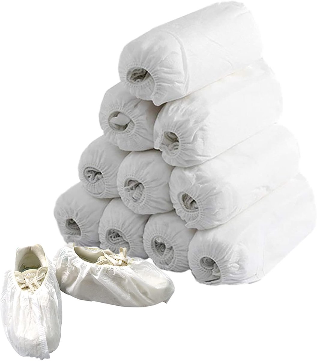 SnelShoppen - Wegwerp Schoenhoezen Non-woven Stof Schoenbeschermers voor Vloer en Tapijt Bescherming Wit Verpakking van 100 Stuks