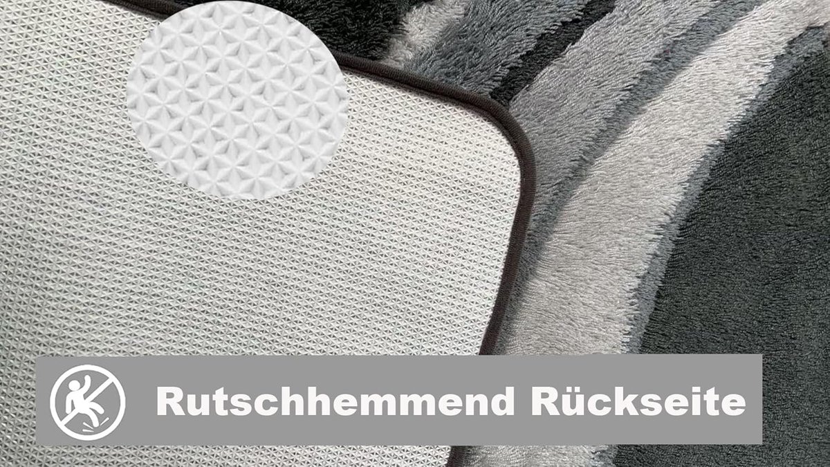 SnelShoppen - 2-delige badmat set Bahama zwart melange met uitsparing, superzacht microvezel, 50x90 cm en 50x50 cm, antislip, wasmachinebestendig, voo