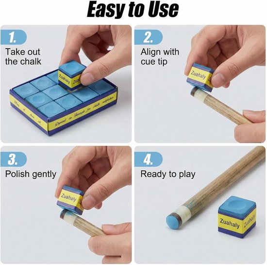 Biljartkrijt Set - Keu Krijt - Precisie Spel - Verbeterde Grip - 12 Stuks - Blauw — afbeelding 5