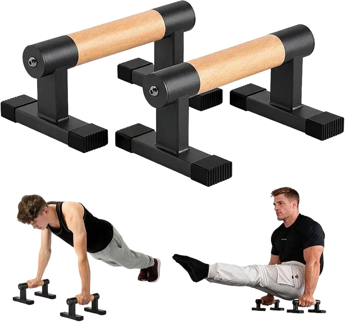 Ergonomische houten push-up handgrepen voor krachttraining, calisthenics en handstand oefeningen met paralletten