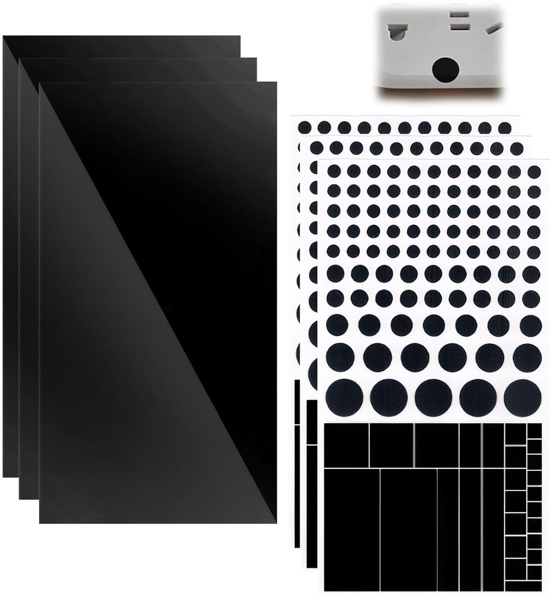Zwarte Zelfklevende LED Film voor Raamdecoratie - 6 Vellen Dimming tot 80% voor Thuis en Kantoor Verlichting, Licht Alarmklok en Privacy