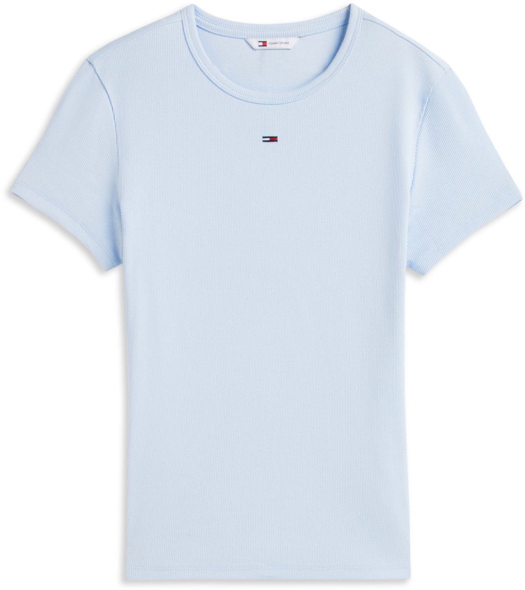 Tommy Jeans T-shirt Tjw Slim Essential Rib Ss Ext Dw0dw17383 C1n Sheer Dames Blauw