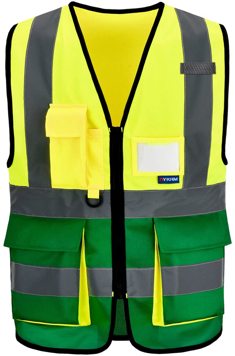 SnelShoppen - Veiligheidsvest Klasse 2 Rits Hoge Zichtbaarheid Reflecterend Veiligheidshesje Hi Vis Werkkleding Executive Vest Met Telefoon & ID Zakke
