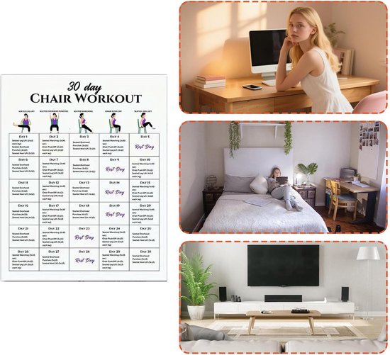 Yogahoudingen Poster Set - Stoelyoga Kaarten - Fitness Oefenen - Beginner Vriendelijk - 6 Stuks - Meerdere Kleuren — afbeelding 5