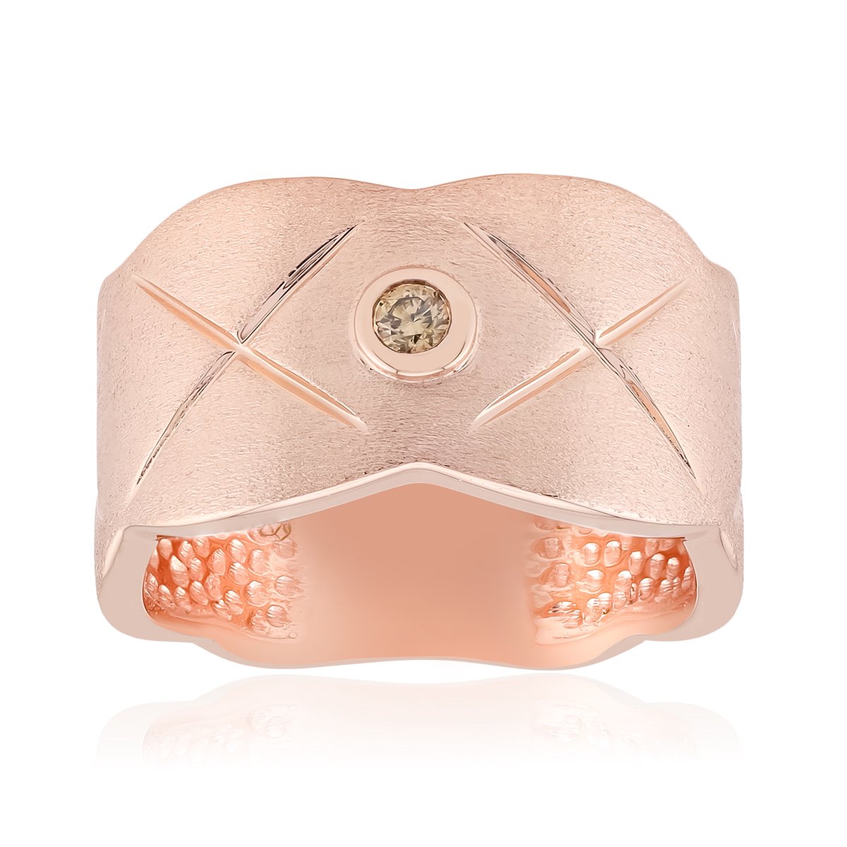 Cavill - Zilveren Ring Roségoudverguld - I1 Argyle Rose Diamant 0,039 ct - Luxe Damesring Briljantslijpsel - Australische Diamant Bezelzetting