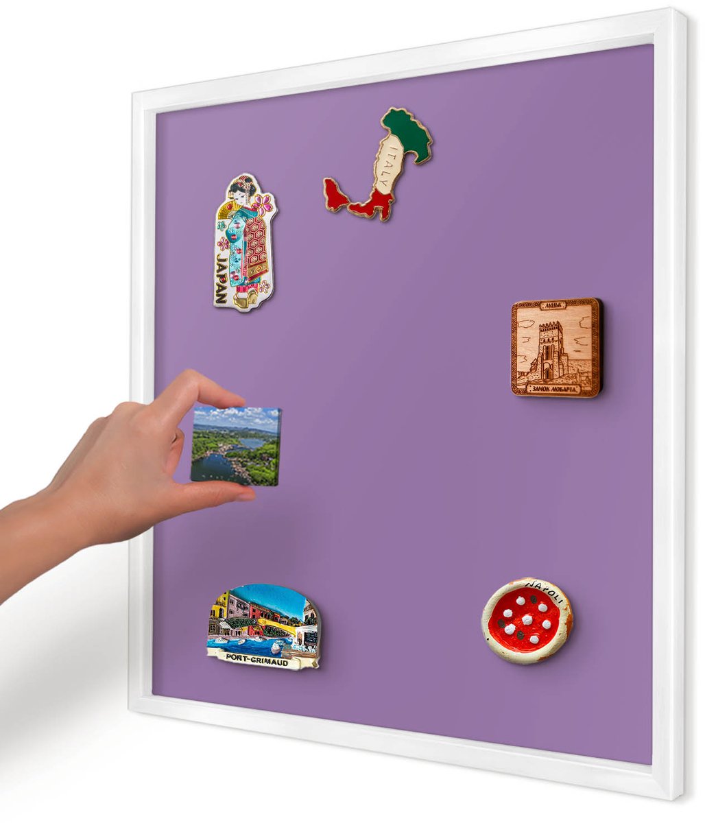 Artprintcave Paars Magneetbord mit Witte Lijst - 50x50 cm - Violet Magneetbord Voor Foto's - Minimalist Bord Voor Magneten - Achtergronden En Patronen