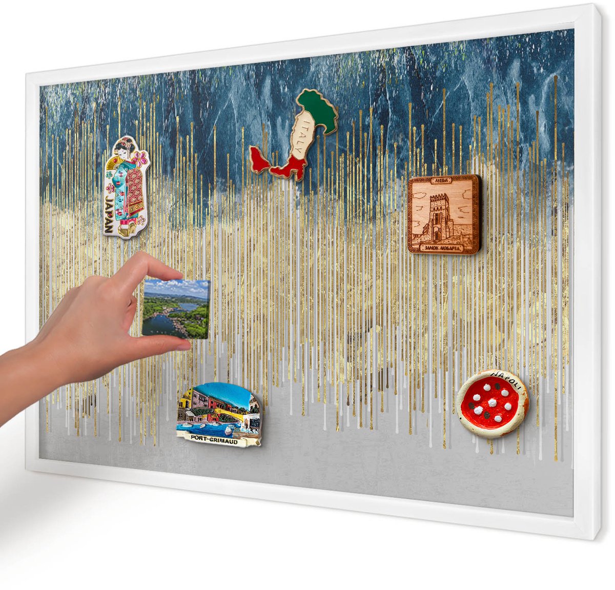 Artprintcave Marine Magneetbord mit Witte Lijst - 60x40 cm - Abstracte Bos Magnetische Organizer - Abstract Magnetisch Bord Voor Magneten - Abstractie