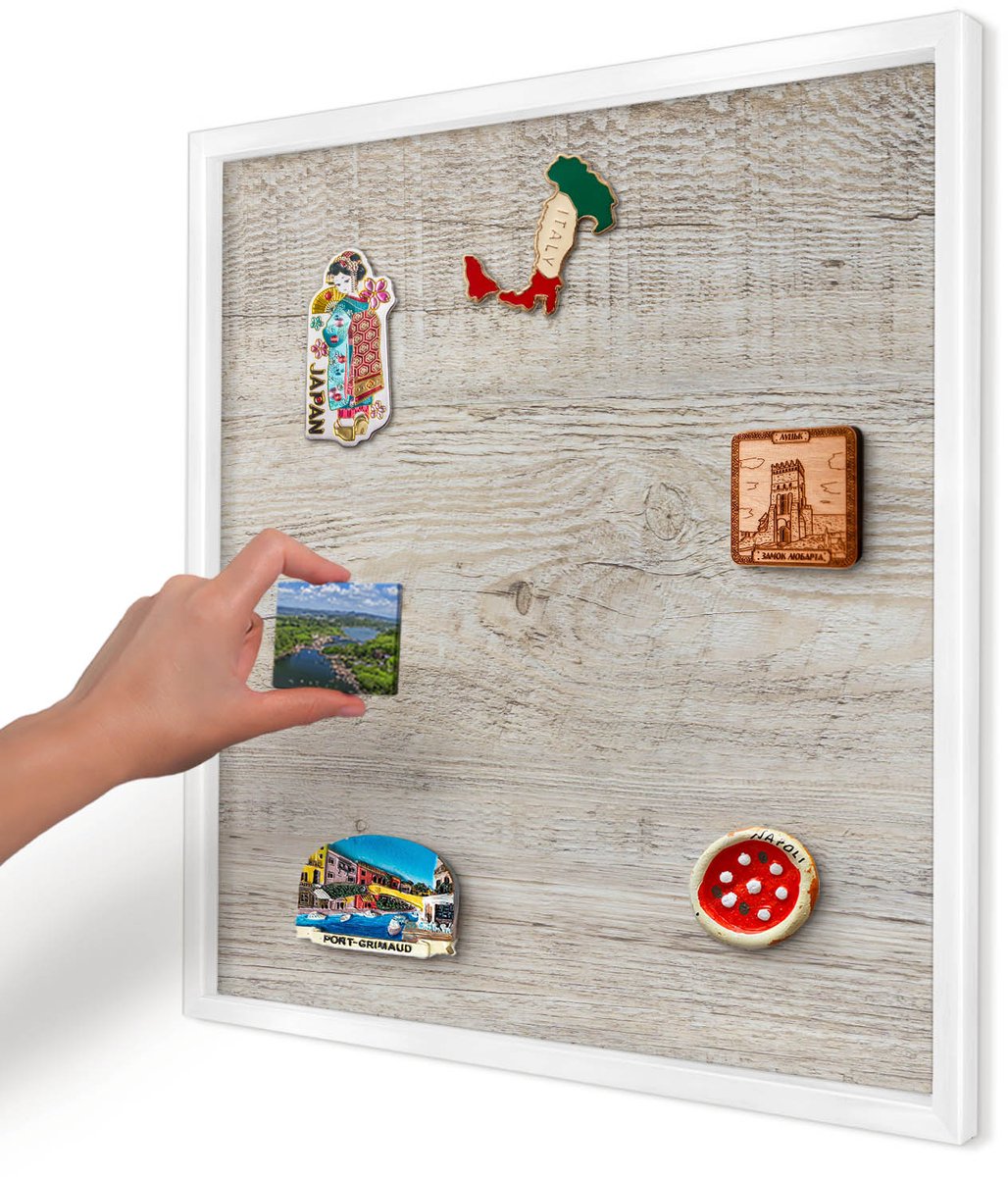 Artprintcave Beige Magneetbord mit Witte Lijst - 50x50 cm - Houtstructuur Magneetbord Voor Foto's - Scandinavisch Magnetisch Bord Voor Magneten - Texturen
