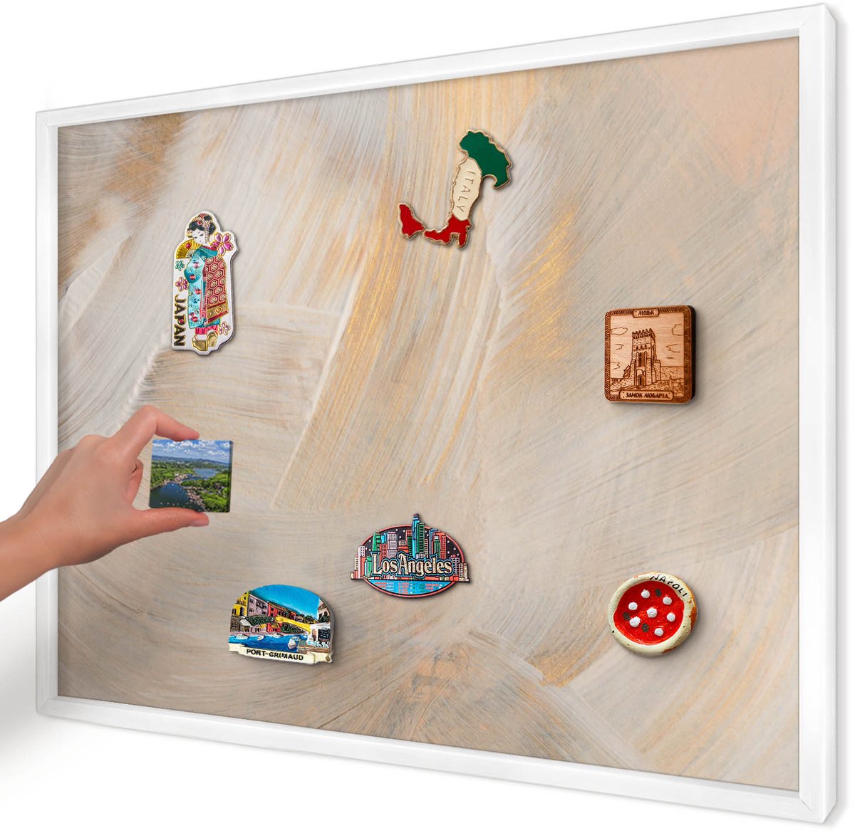 Artprintcave Romig Magneetbord mit Witte Lijst - 70x50 cm - Elegante Abstractie Memobord Keuken - Abstract Magneetbord Voor Foto's - Abstractie