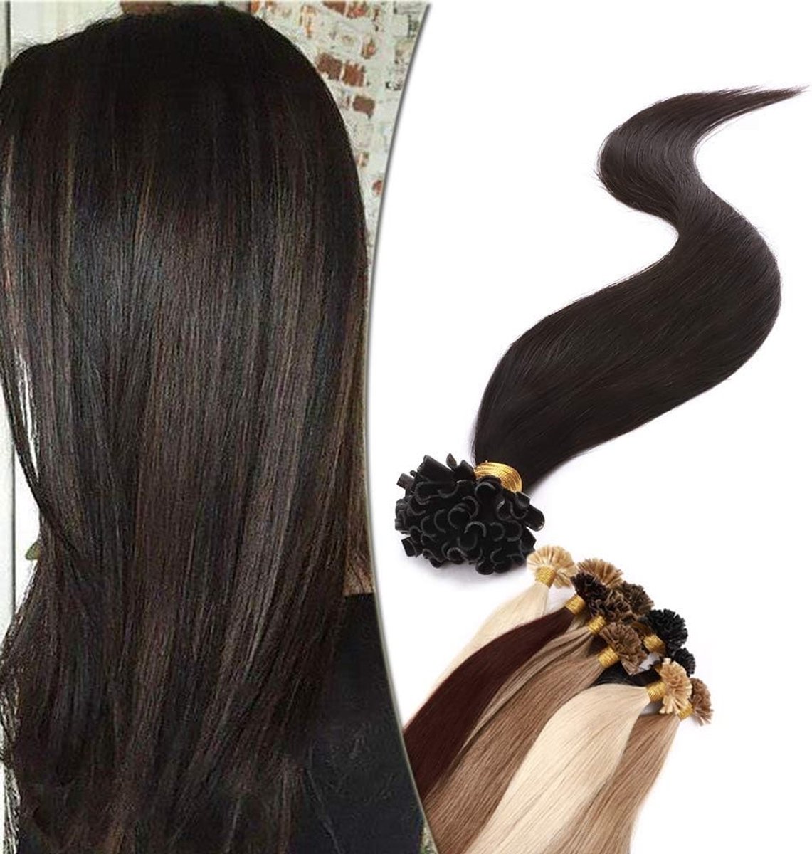 50 Stuks 16 Inch 1B # Zwarte Keratine Haarextensions, Echte Haarverlengingen, 1g Keratine Haarverlenging