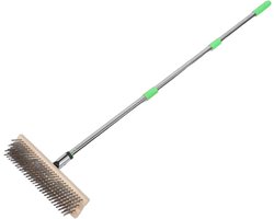 Brosse de Pont en Acier - Brosse en Acier Inoxydable - Entretien Maritime - Long Manche - 125 cm - Vert
