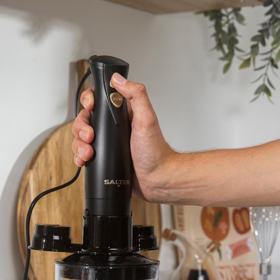 Handmixer Set - Keukenmixer Hakmolen - Voedsel Bereiden - 3-in-1 Multifunctioneel - 500 ml Kom - Zwart Goud — afbeelding 5