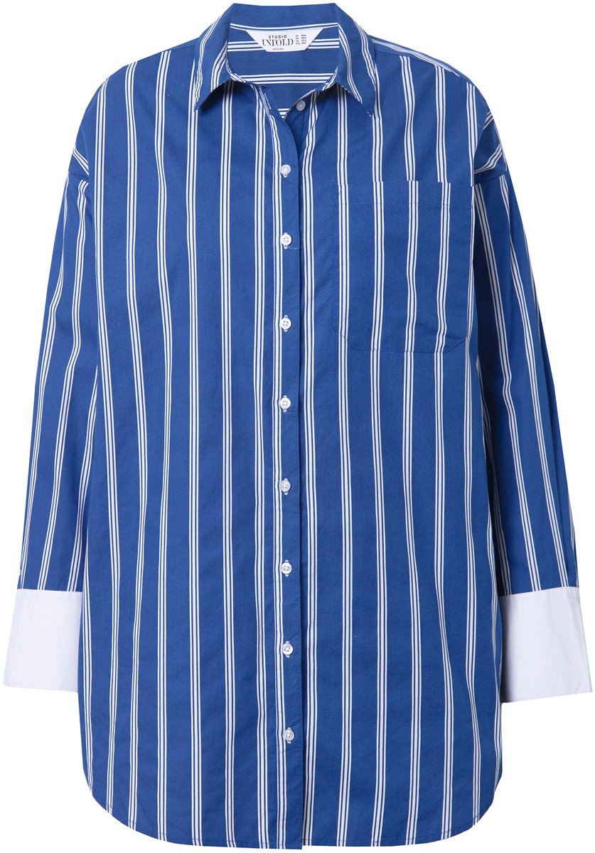 Studio Untold - Dames - Overhemd oversized strepen lange mouwen - Blauwviolet - Maat 54+