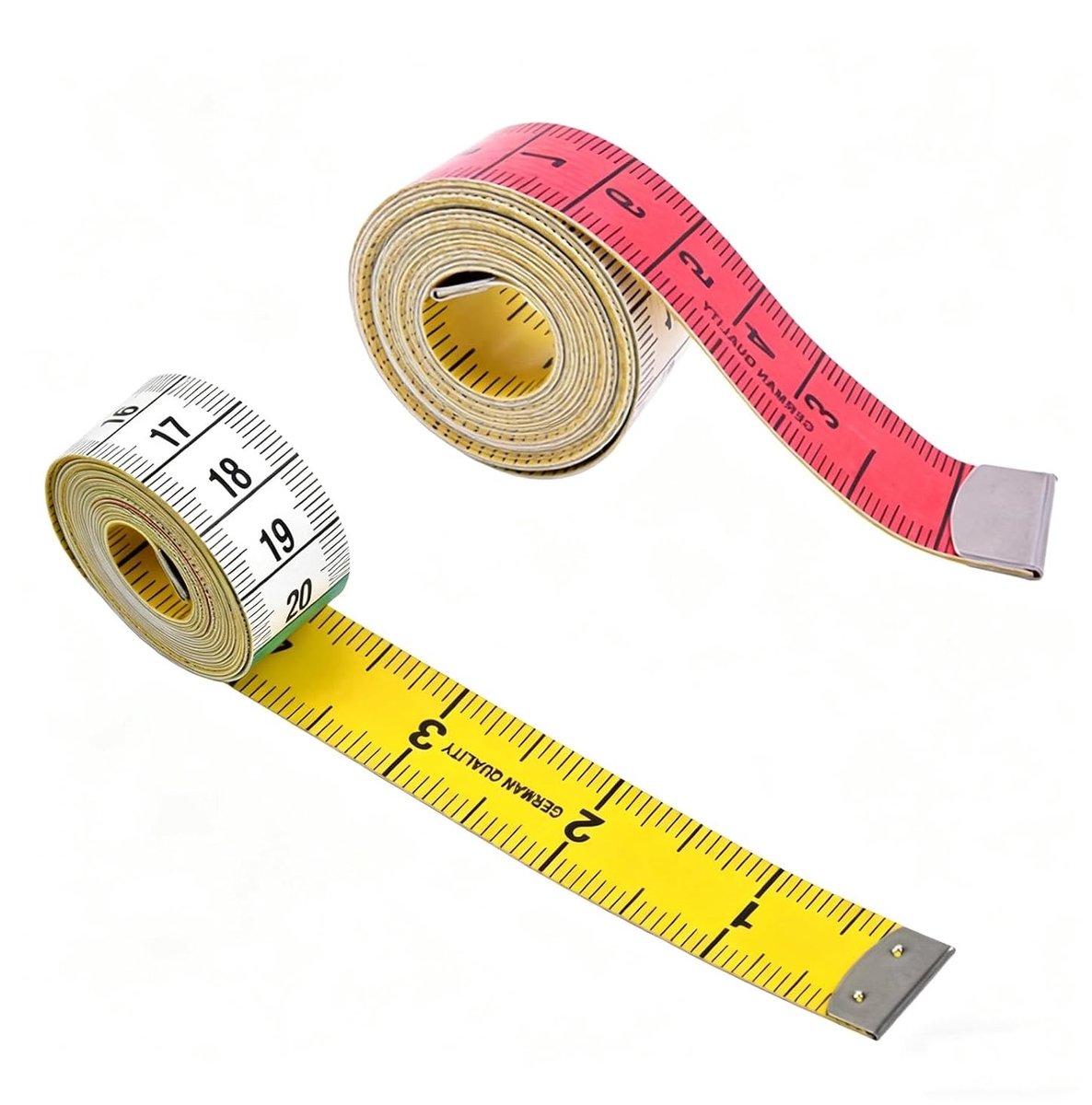 Zacht en flexibel meetlint van 150 cm voor taille en lichaamsomtrek, 2 stuks, duidelijke markeringen en ideaal voor naaien en handwerk