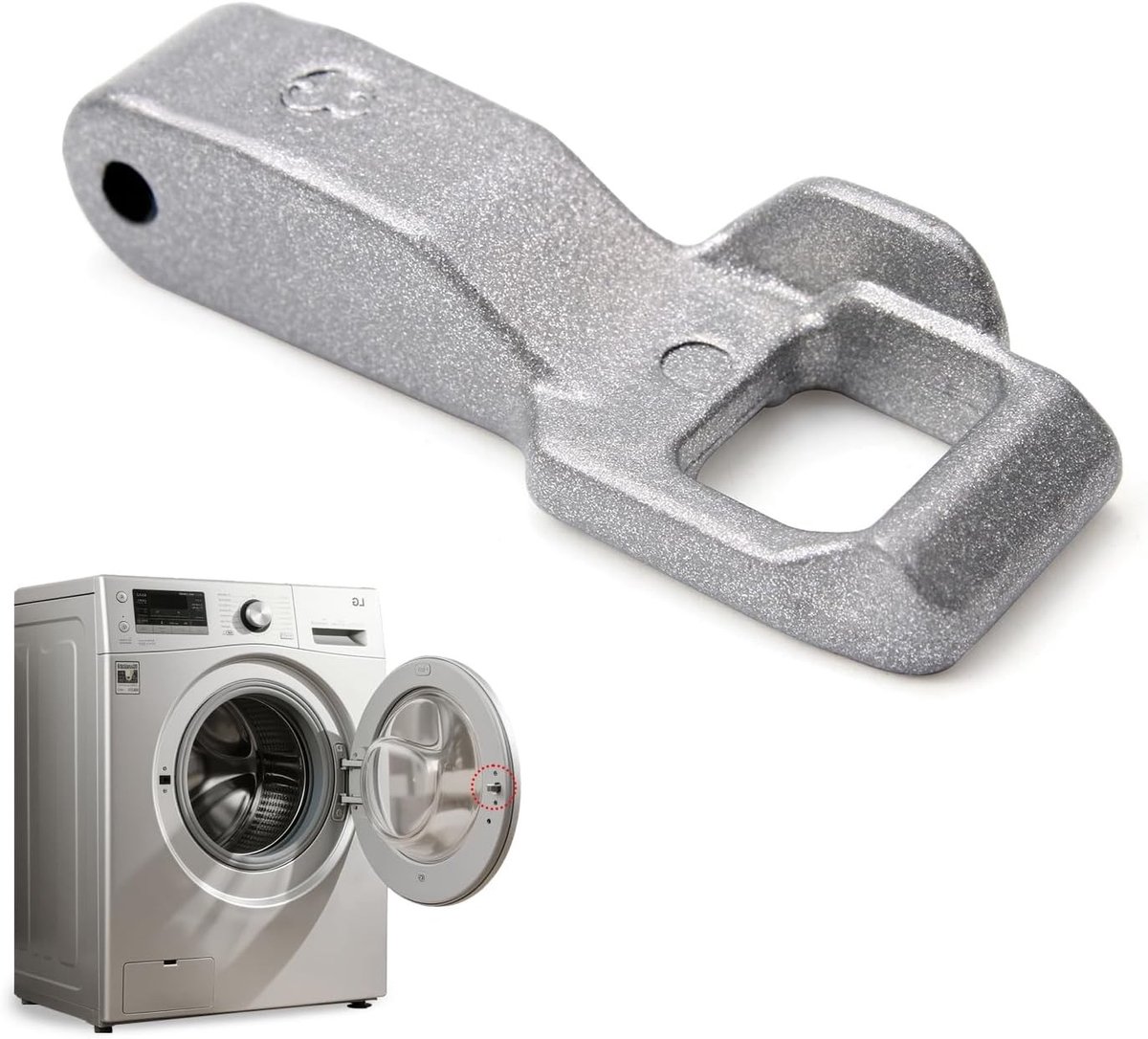 Deurschakelaarhaak met slot voor voorlader wasmachines, compatibel met diverse merken, inclusief referenties MFG63099101 en DFS03857, ideaal voor vervanging en onderhoud
