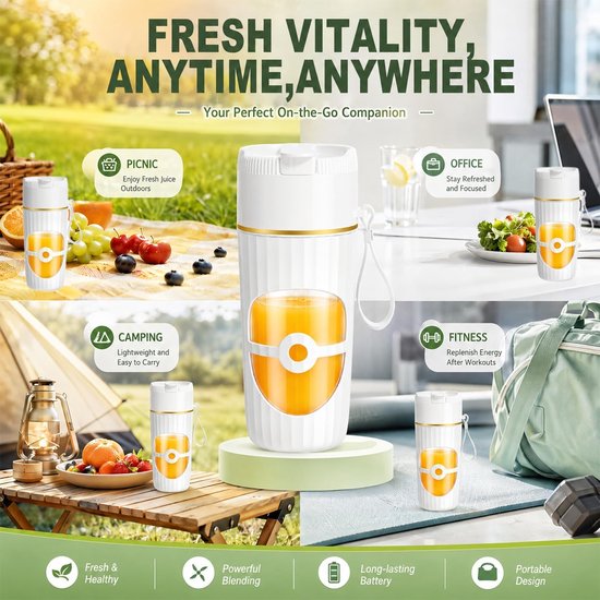 Omgoods - Draagbare Blender 400ml met 10 Roestvrijstalen Messen van Omgoods — afbeelding 3