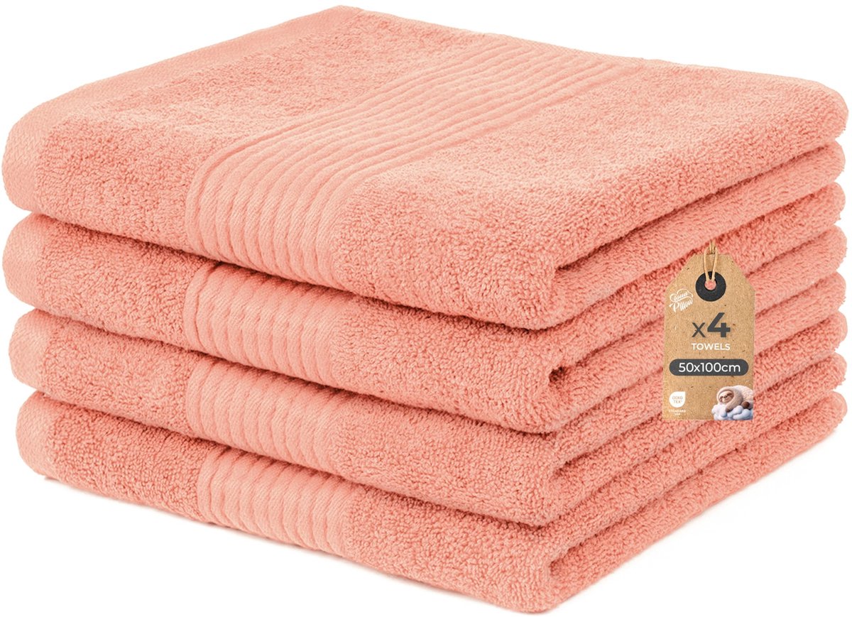 Omgoods - Badhanddoeken Set van 4 - 100% Katoen - 50x100 cm - 500 g/m² - Zacht en Absorberend - OEKO-TEX