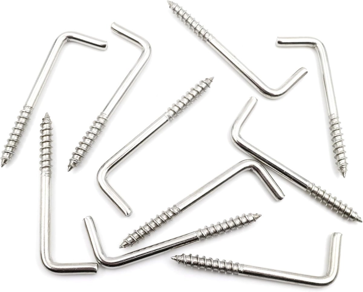 Omgoods - RVS Schroefhaken voor Wand en Plafond, Set van 10 Stuks