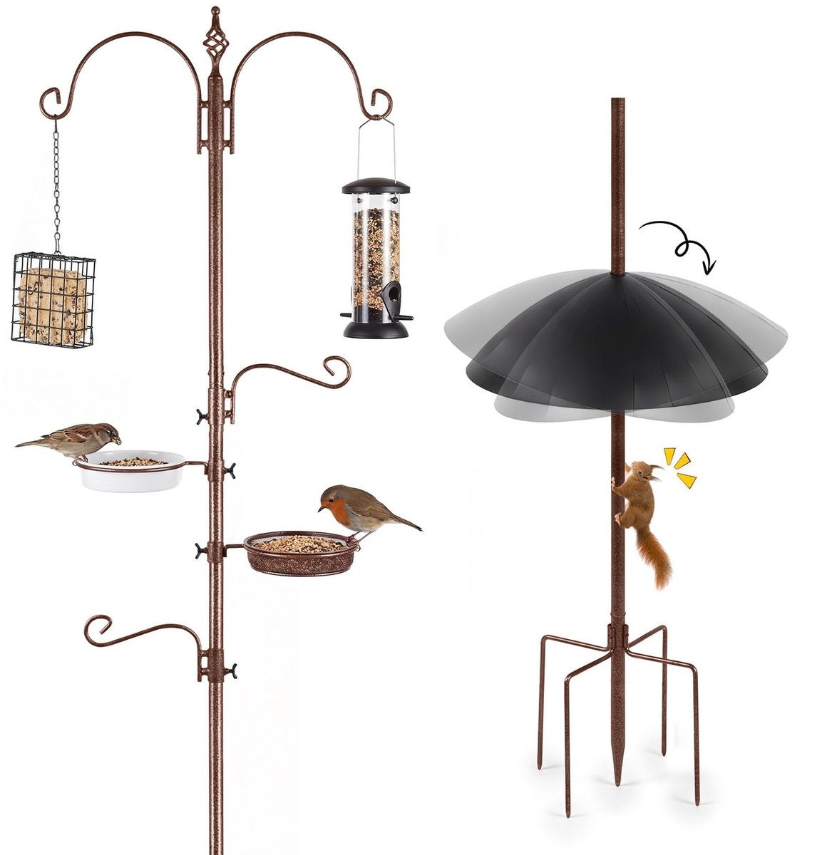 Omgoods - Vogelvoerstation met Eekhoornbeschermer - Voor Wilde Vogels in Tuin of Balkon