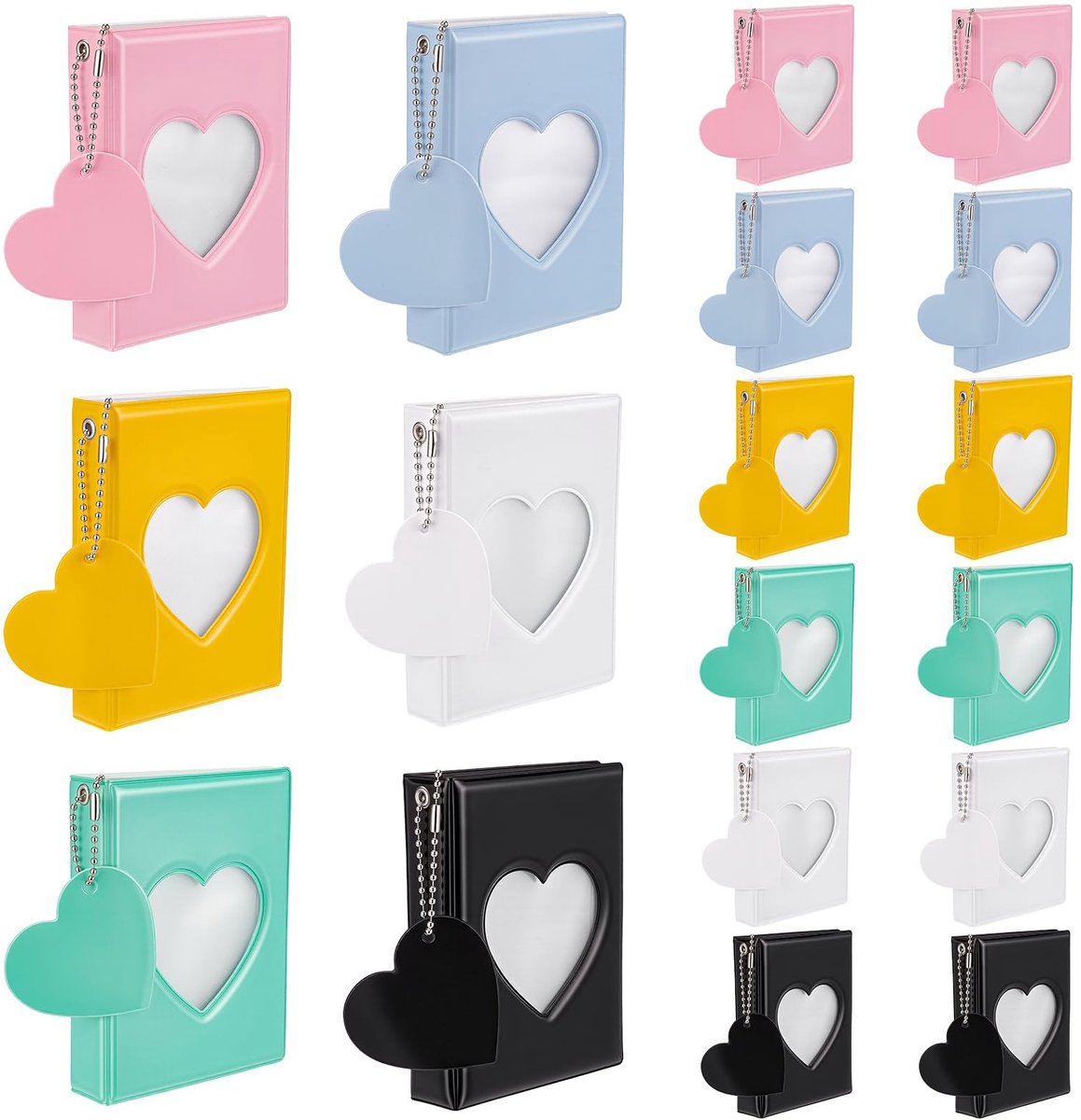 Omgoods - Mini Fotoalbum, 18 Vakken, Hartvorm, 32 Foto's, 6 Kleuren