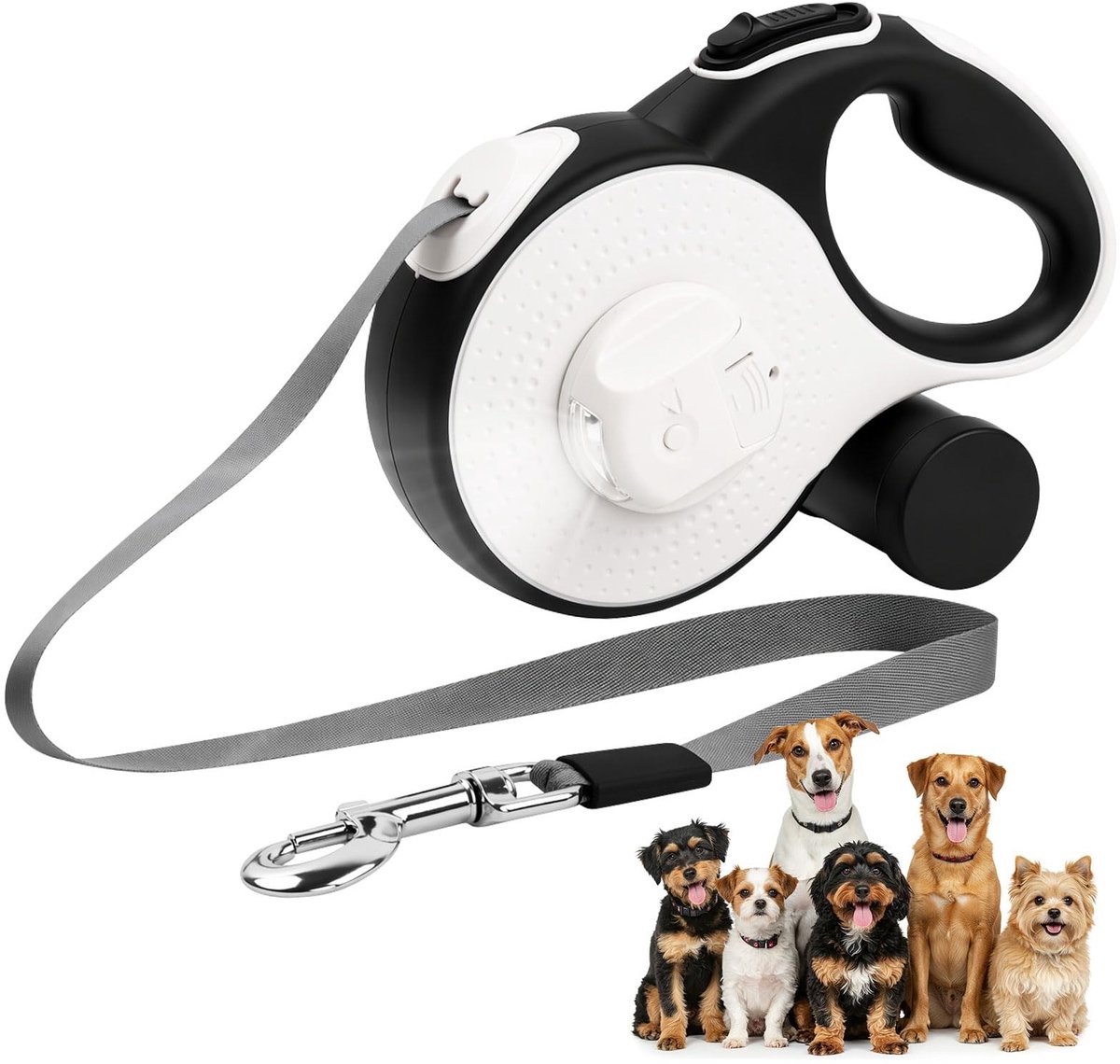Omgoods - Uittrekbare Hondenriem met LED-Licht en Poepzakhouder - 8 Meter voor Honden tot 35 kg