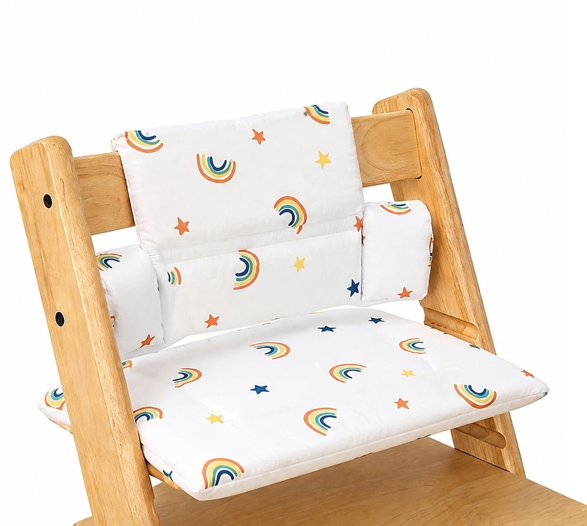 Omgoods - Zacht Stoelkussen voor Kinderstoel, Set van 2, Organic Cotton Regenboog
