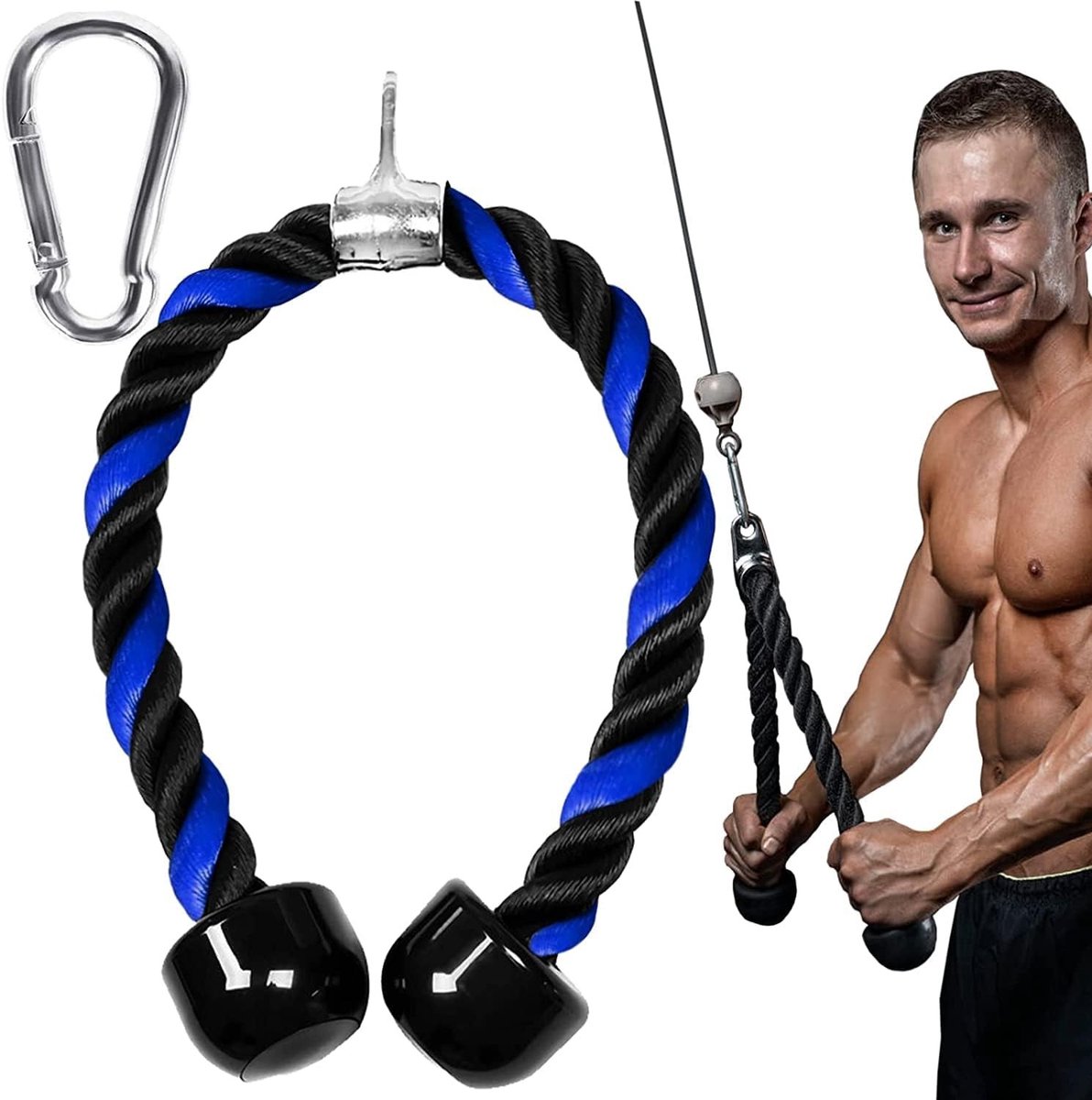 Triceps Touw - Nylon Kabelaccessoire met Lange Handgreep voor Triceps Pushdown en Thuis Gym Training